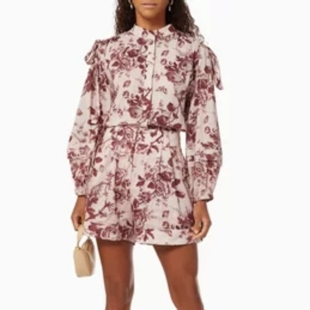 Alemais Heather Tie Shoulder Organic Cotton Floral Printed Blouse Size 8 (US 4).